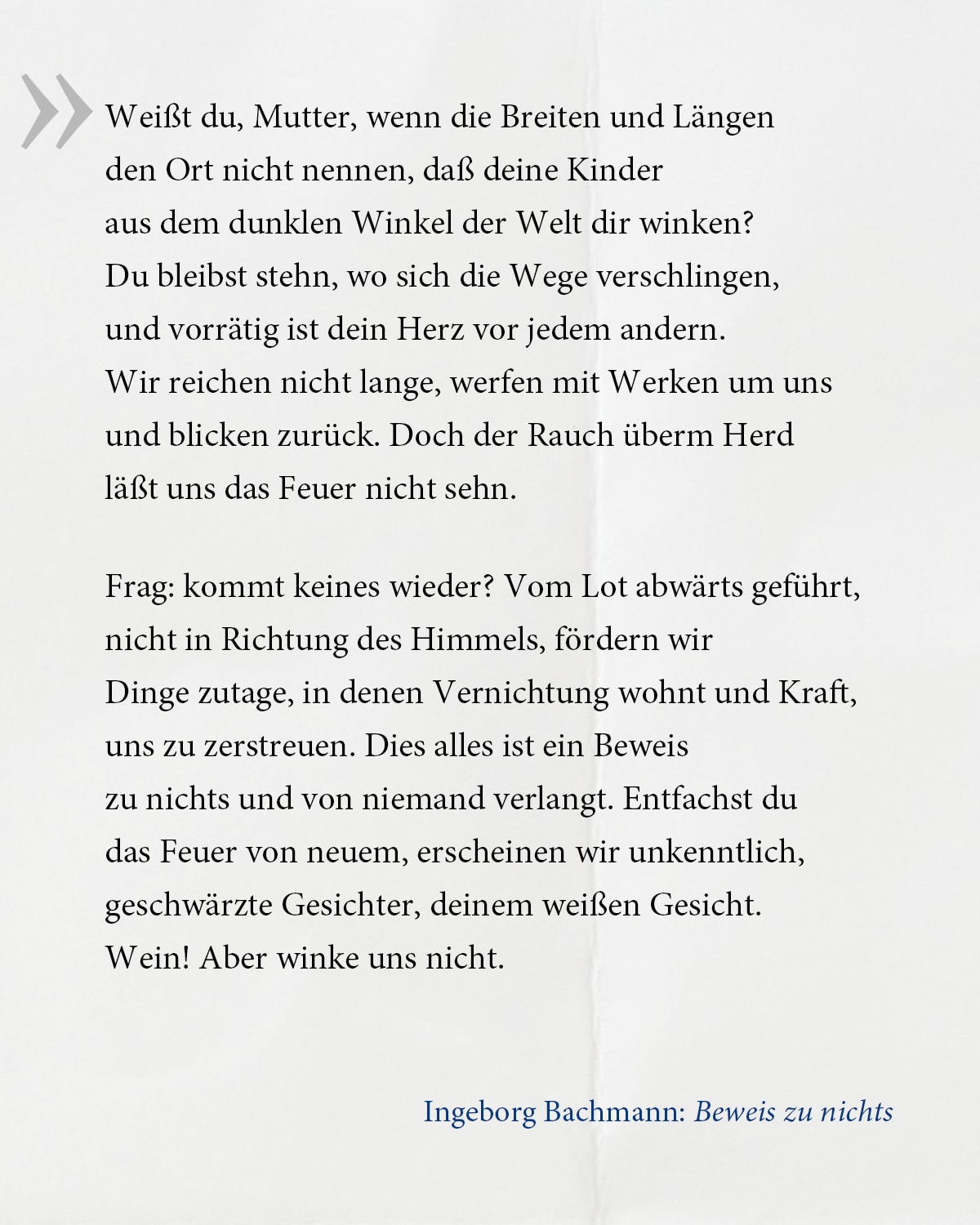 »Beweis zu nichts« von Ingeborg Bachmann