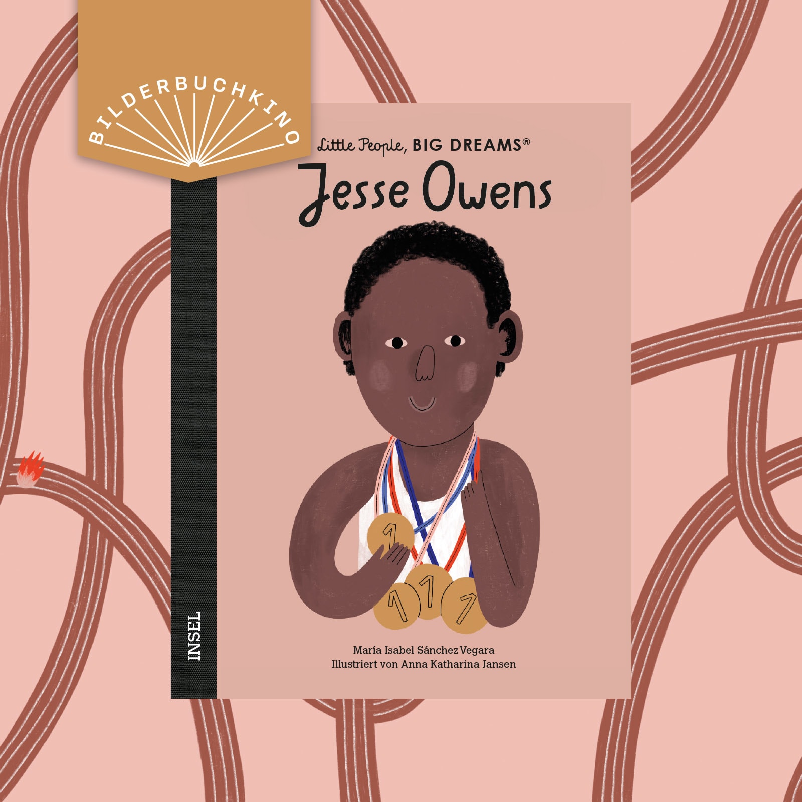 Ein Vorschaubild des Bilderbuchkinos zu »Little People, BIG DREAM: Jesse Owens« von María Isabel Sánchez Vegara. Zu sehen ist das Cover des Buchs.