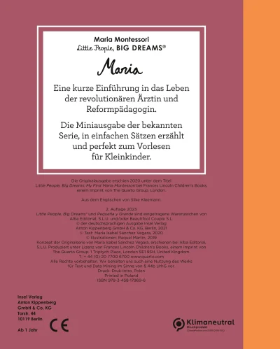 u4 zu Little People, Big Dreams. Mini – Maria Montessori