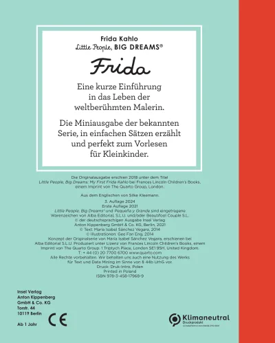 u4 zu Frida Kahlo – Little People, BIG DREAMS. Mini (Deutsche Ausgabe)