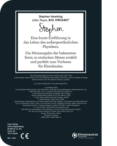 u4 zu Stephen Hawking – Little People, BIG DREAMS. Mini (Deutsche Ausgabe)