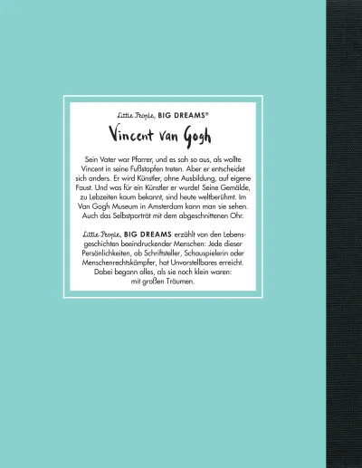u4 zu Vincent van Gogh – Little People, BIG DREAMS (Deutsche Ausgabe)