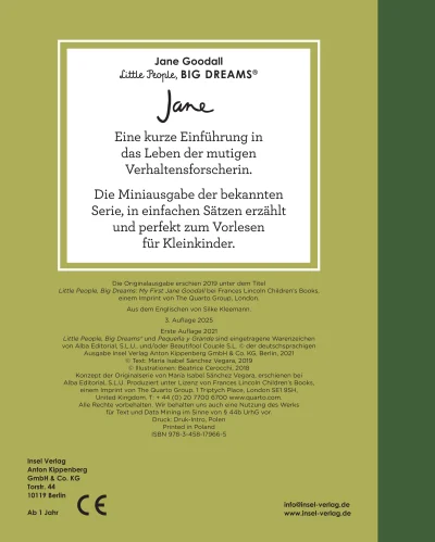 u4 zu Jane Goodall – Little People, BIG DREAMS. Mini (Deutsche Ausgabe)