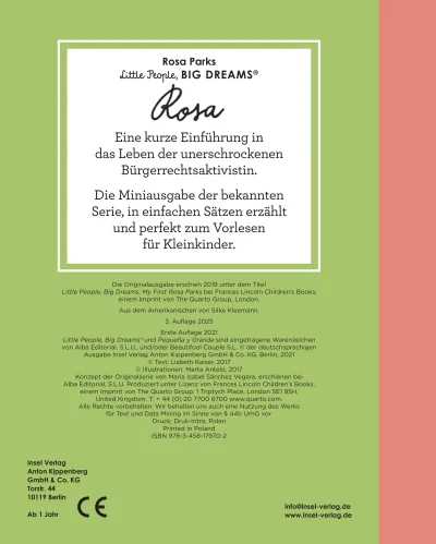 u4 zu Little People, Big Dreams. Mini – Rosa Parks