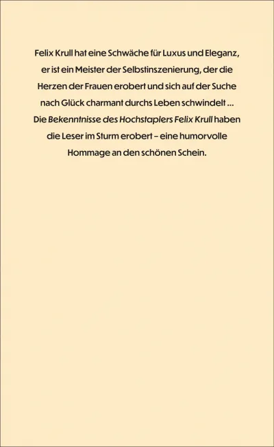 u4 zu Bekenntnisse des Hochstaplers Felix Krull