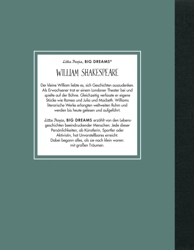 u4 zu William Shakespeare – Little People, BIG DREAMS (Deutsche Ausgabe)