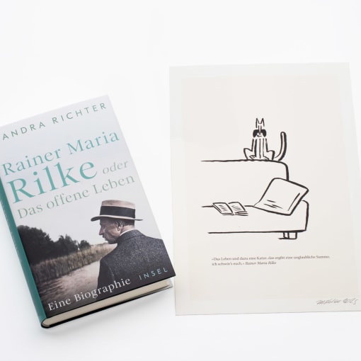 Aktionspaket »Rilke und die Katzen« mit Buch und signiertem Kunstdruck