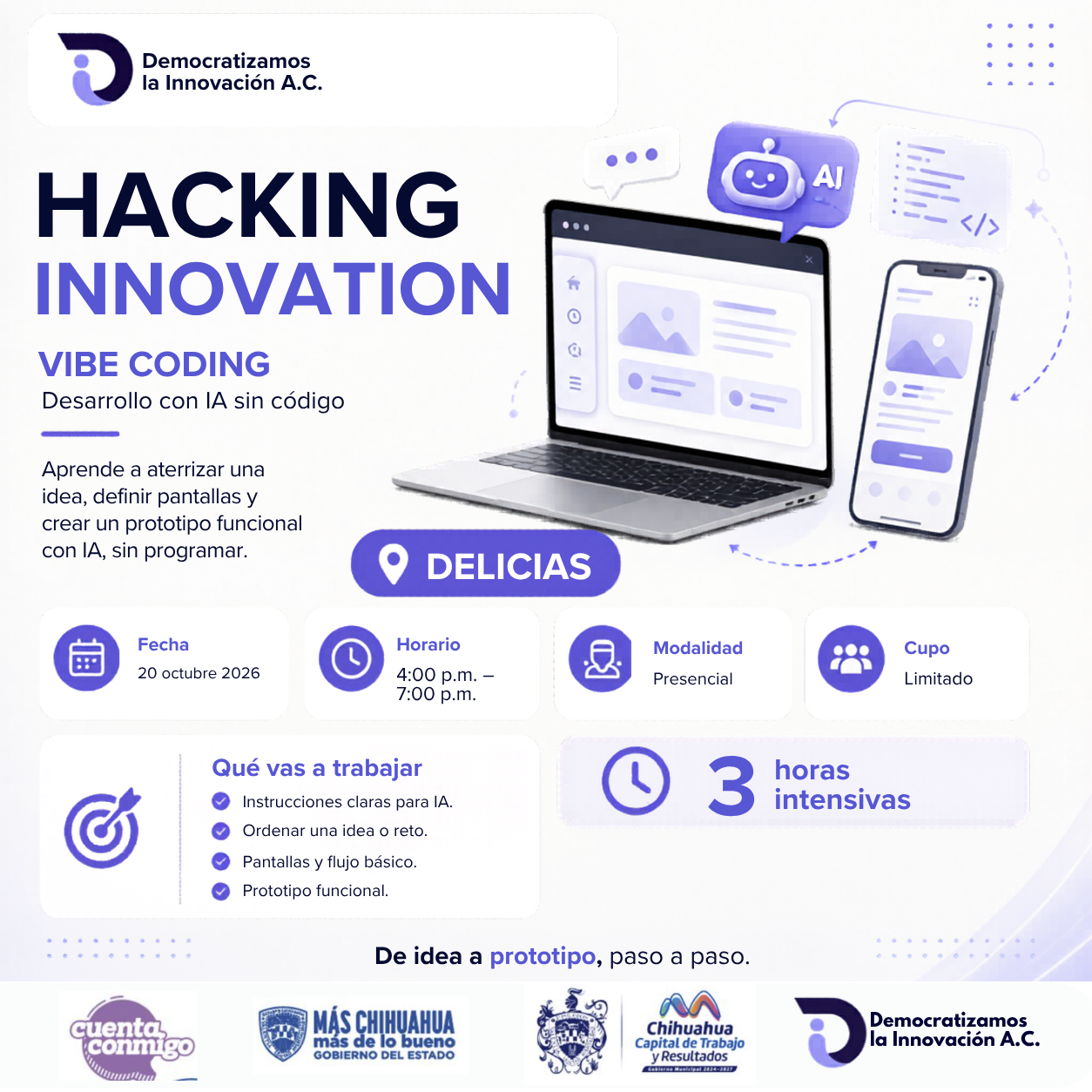 HACKING INNOVATION: Vibe Coding | Generación de soluciones IA | Delicias