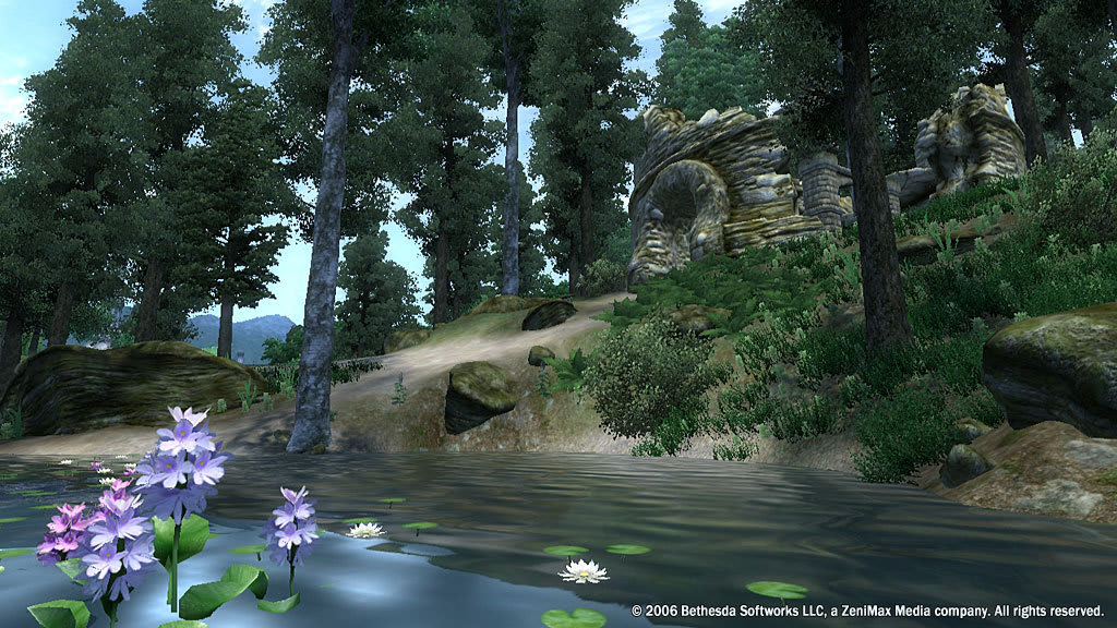 A wooded stream passes through rocky countryside in the original Oblivion.