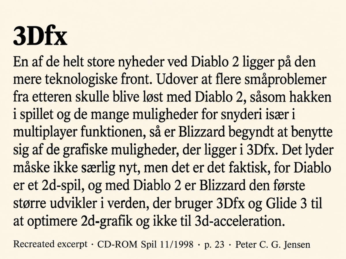 Recreated 3Dfx section from the 1998 Diablo II preview