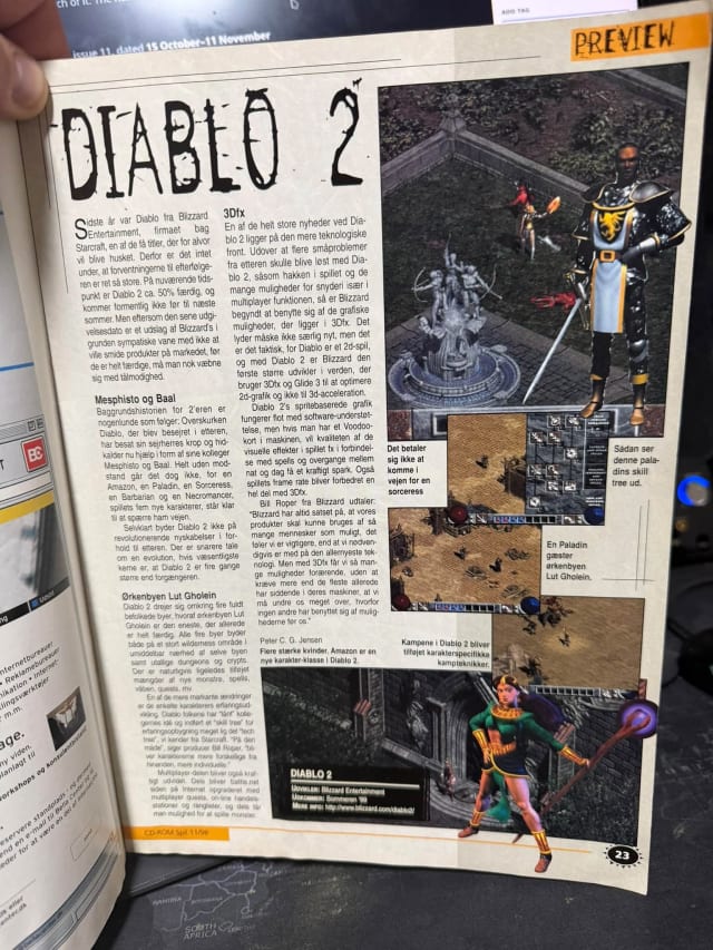 Original photograph of the complete Diablo II preview on page 23