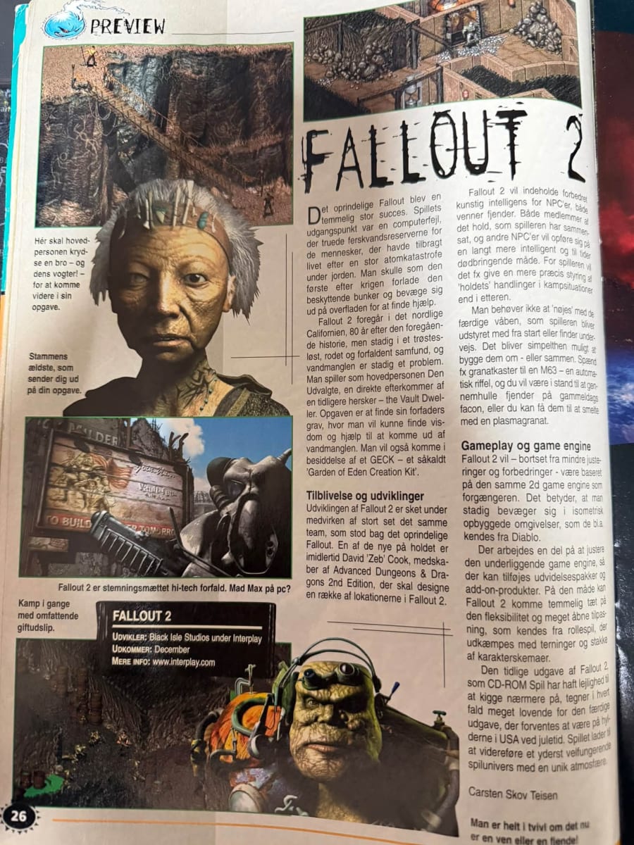 Original Fallout 2 preview on page 26 of CD-ROM Spil 11/1998.