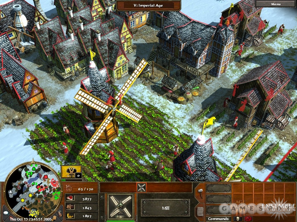 A Mill selected in Age of Empires III, with the food, wood and coin counters visible.