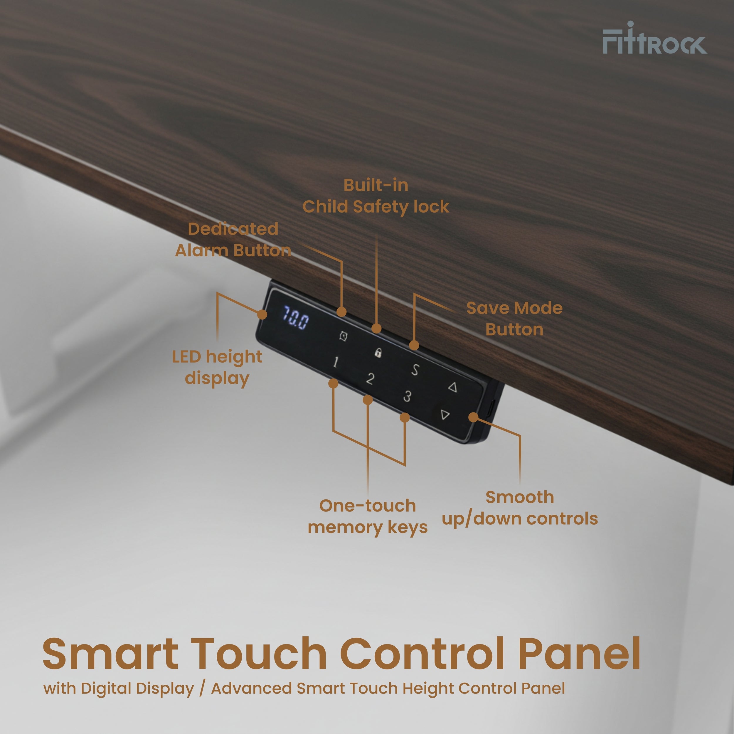 RATI S1 Dark Maple Single Motor Adjustable Desk | Fittrock