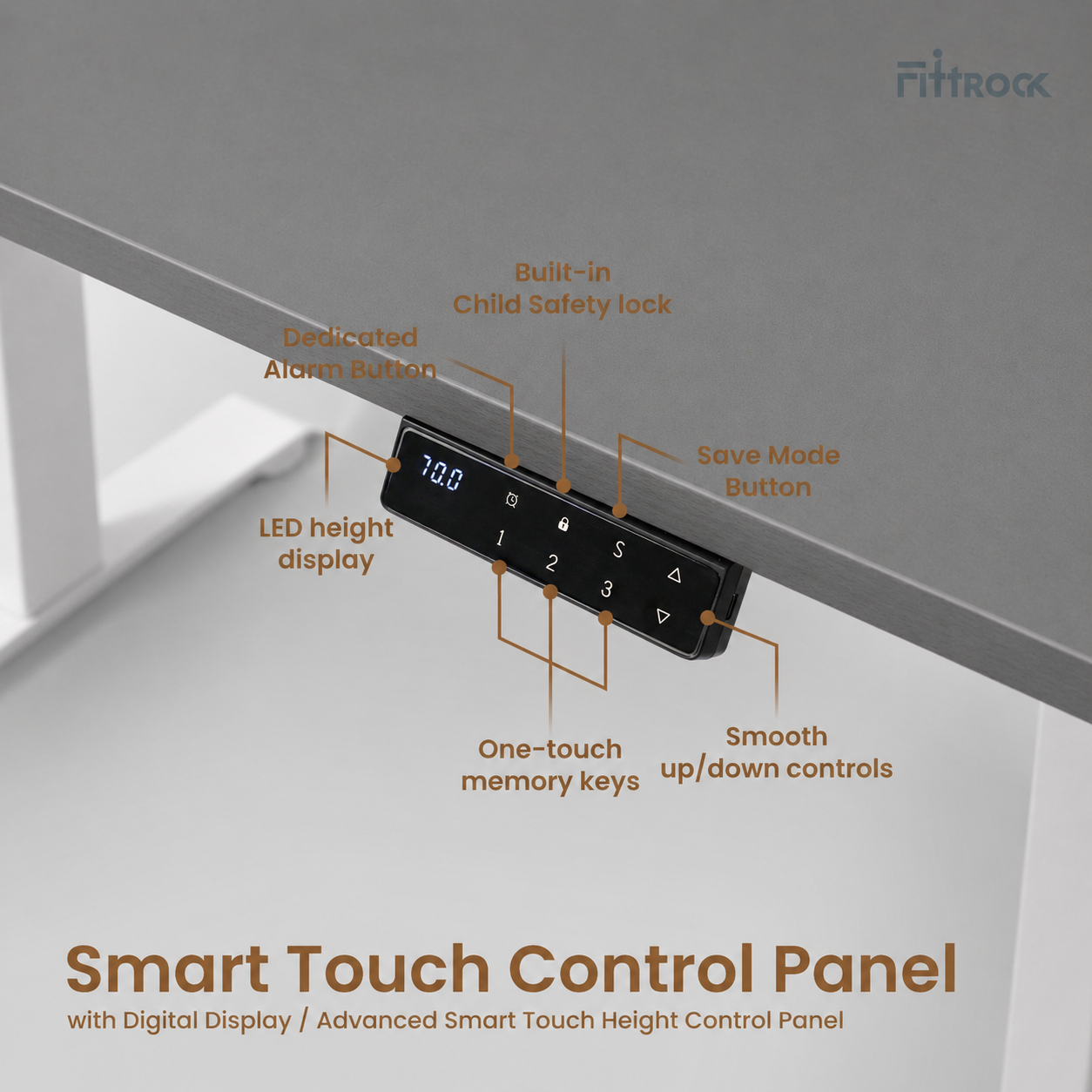 RATI S1 Gothic Grey Single Motor Adjustable Desk | Fittrock