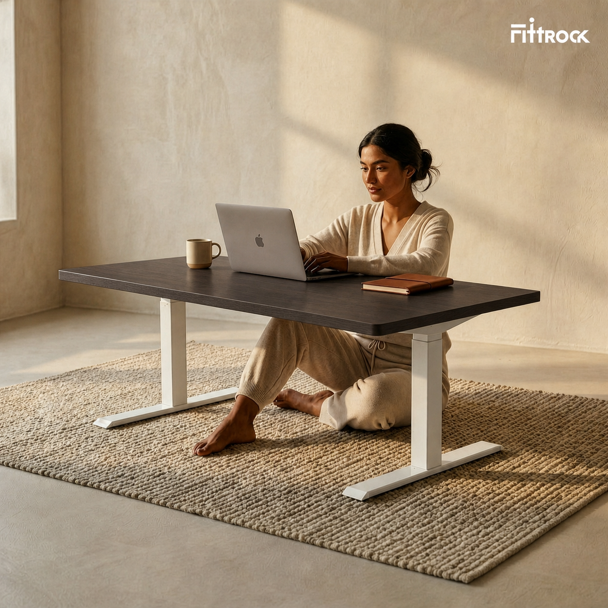 Yogeek YG1 Dark Maple Floor Sitting Standing Desk