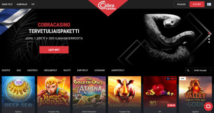 Sarjassamme uudet netticasinot 2020 – Cobra Casinossa mehevä bonus!