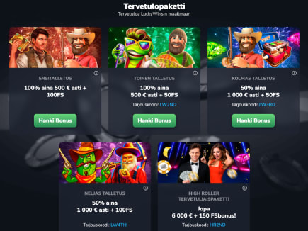 Parhaat casino bonukset tarjottimella Lucky Wins Casinossa