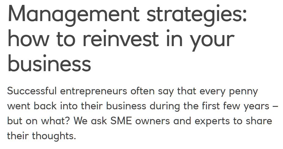 Management strategies: how to reinvest in your business