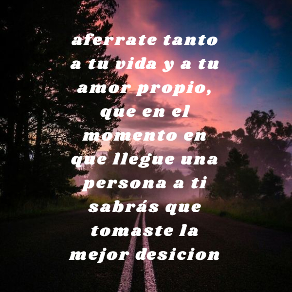 Crea Tu Frase – Frase #274642: aferrate tanto a tu vida y a tu amor propio,  que en el momento en que llegue una persona a ti sabrás que tomaste la  mejor desicion