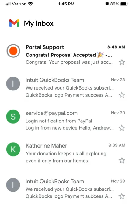 Mobile inbox
