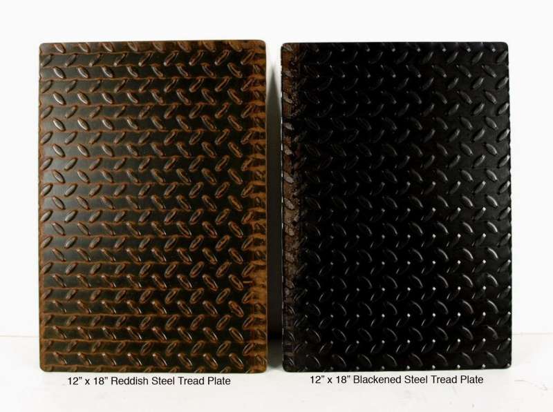 12" x 18" Reddish and 12" x 18" Blackened Steel Tread Plate $25 each