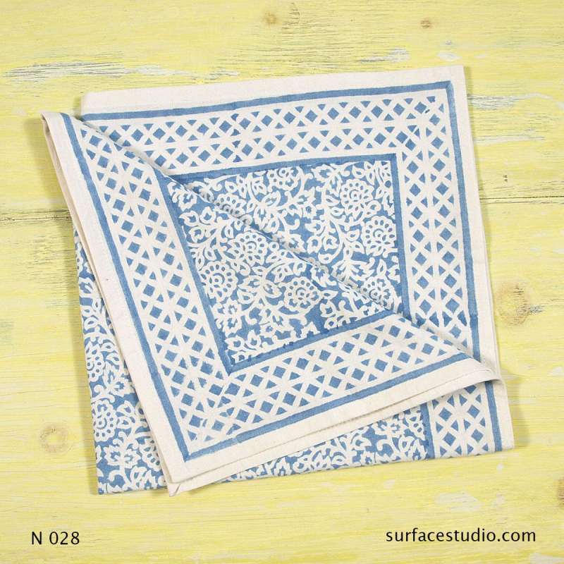 N 028 Blue Floral and Lattice Pattern