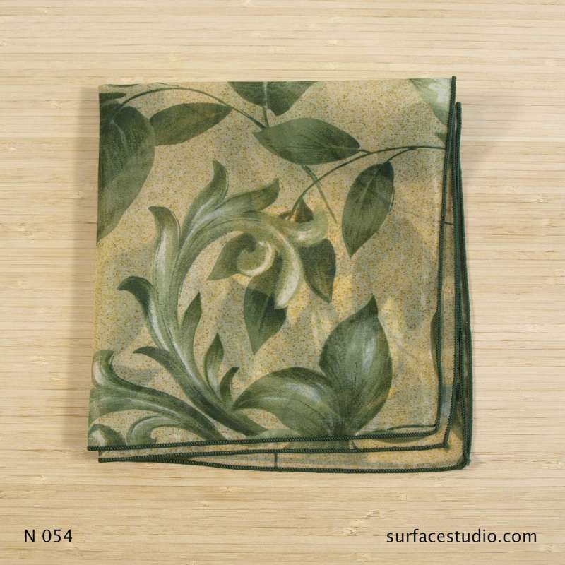 N 054 Green Beige Floral Patterned Napkin