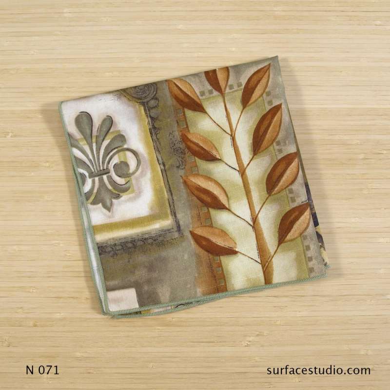 N 071 Brown Green Grey Floral Multi Patterned Napkin