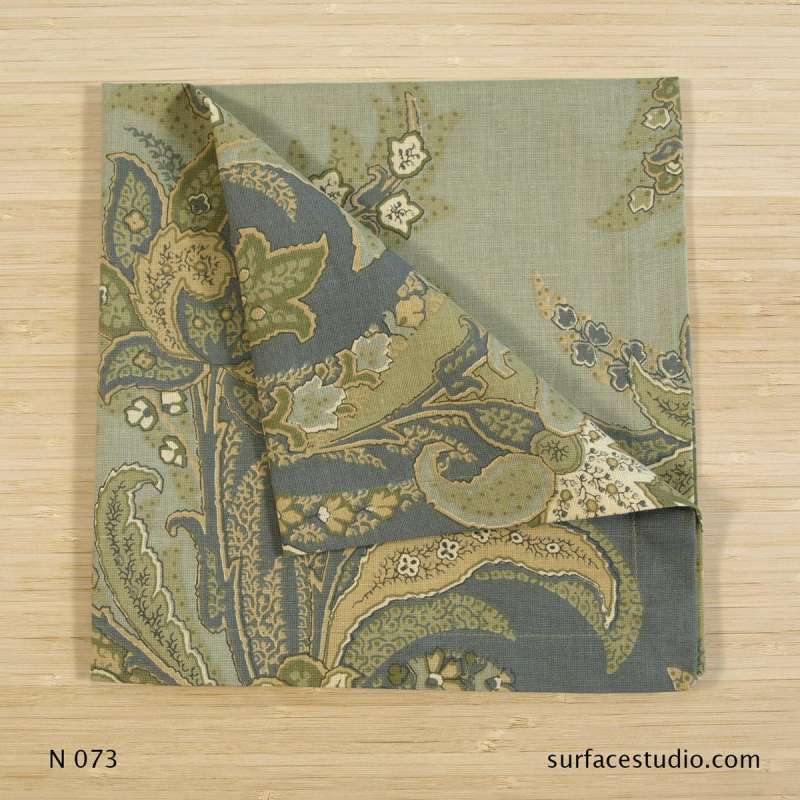 N 073 Green Blue Gold Multi Floral Patterned Napkin