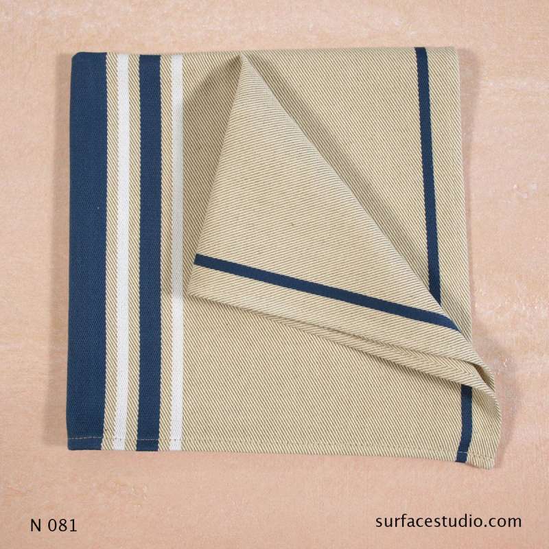 N 081 Beige Blue Striped Napkin