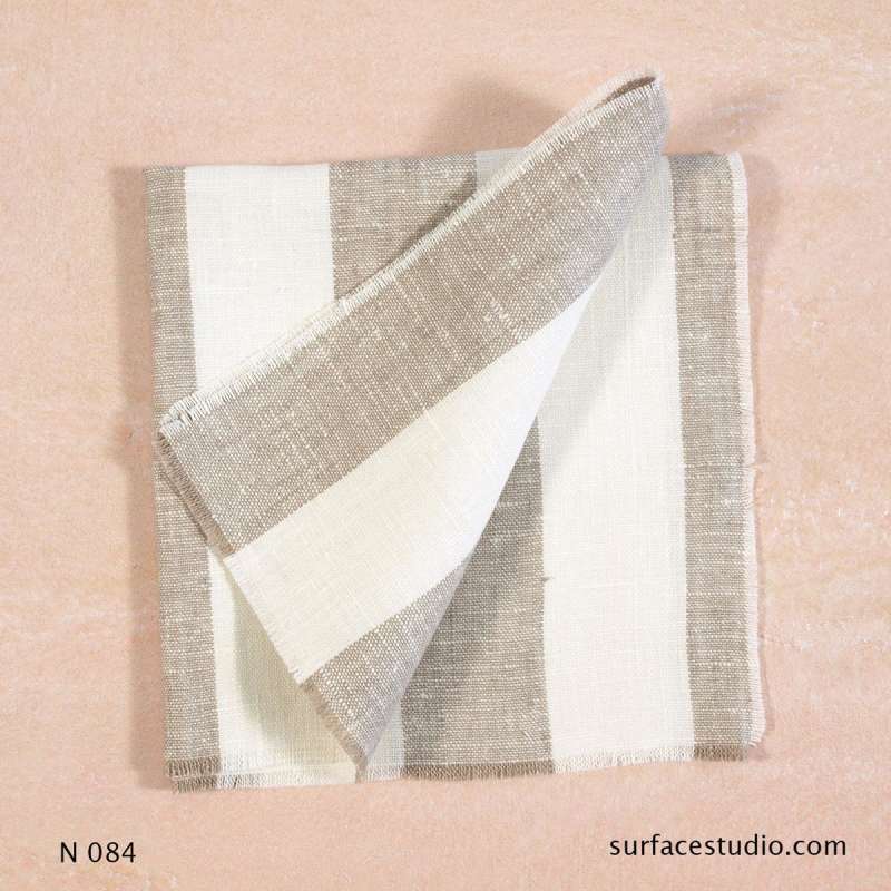 N 084 Beige and White Thick Striped Napkin