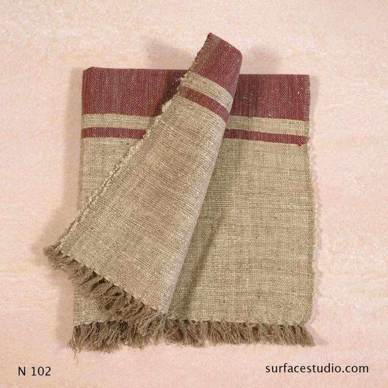 N 102 Red and Brown Striped with Fringe Napkin