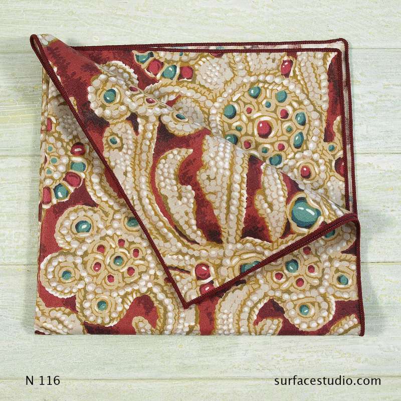 N 116 Red Gold Multi Patterned Napkin