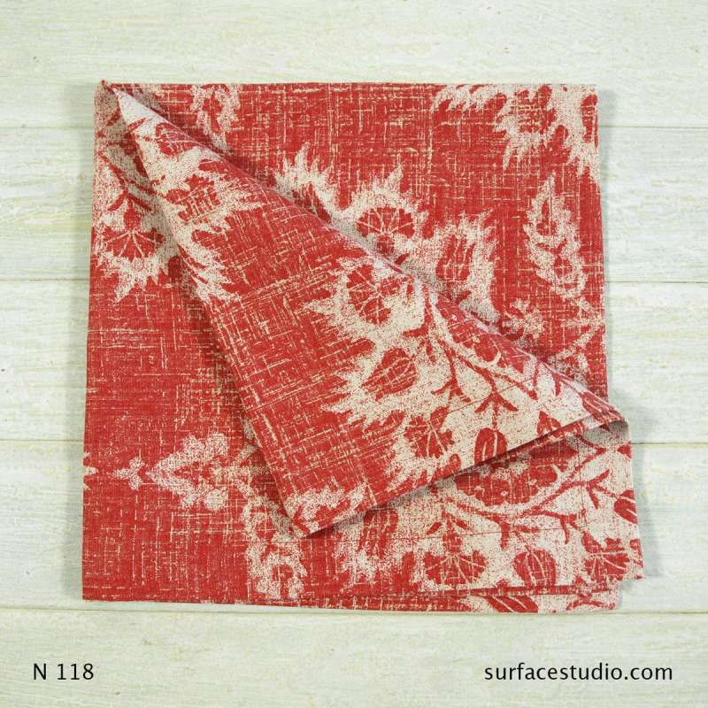 N 118 Red and White Floral Napkin