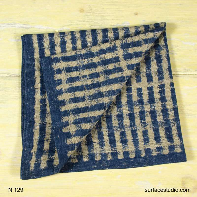 N 129 Beige and Blue Lined Napkin