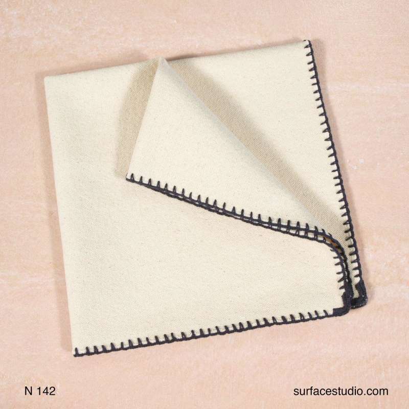 N 142 Beige Solid with Black Border Napkin