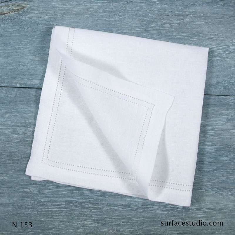 N 153 White Solid with Border Napkin ~ 4 Available $7 Each