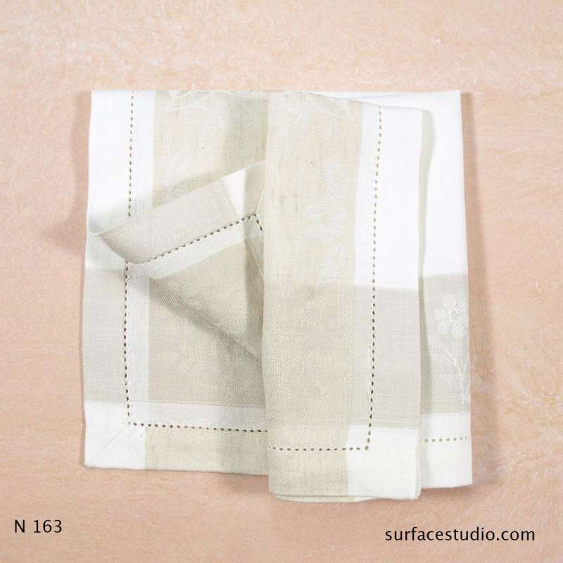 N 163 Beige and White Checkered Napkin ~ 4 Available $7 Each