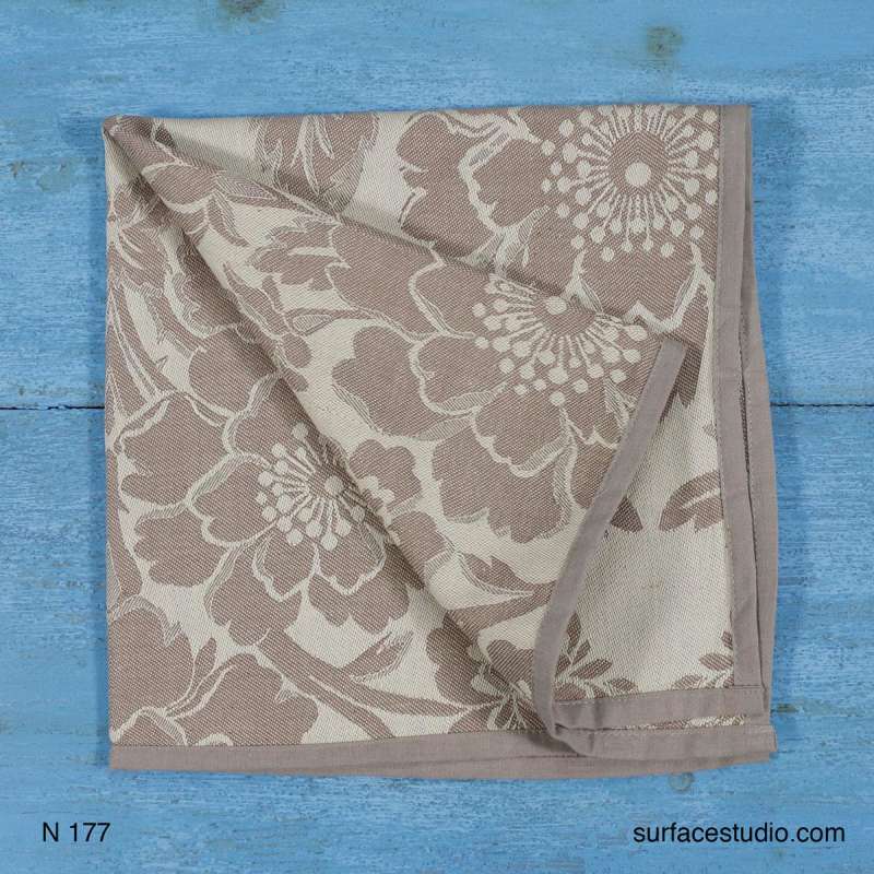 N 177 Grey Floral Napkin ~ 4 Available $7 Each