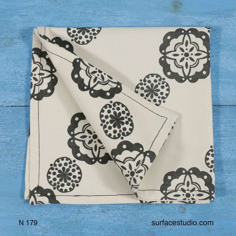 N 179 Grey Patterned Napkin ~ 4 Available $7 Each