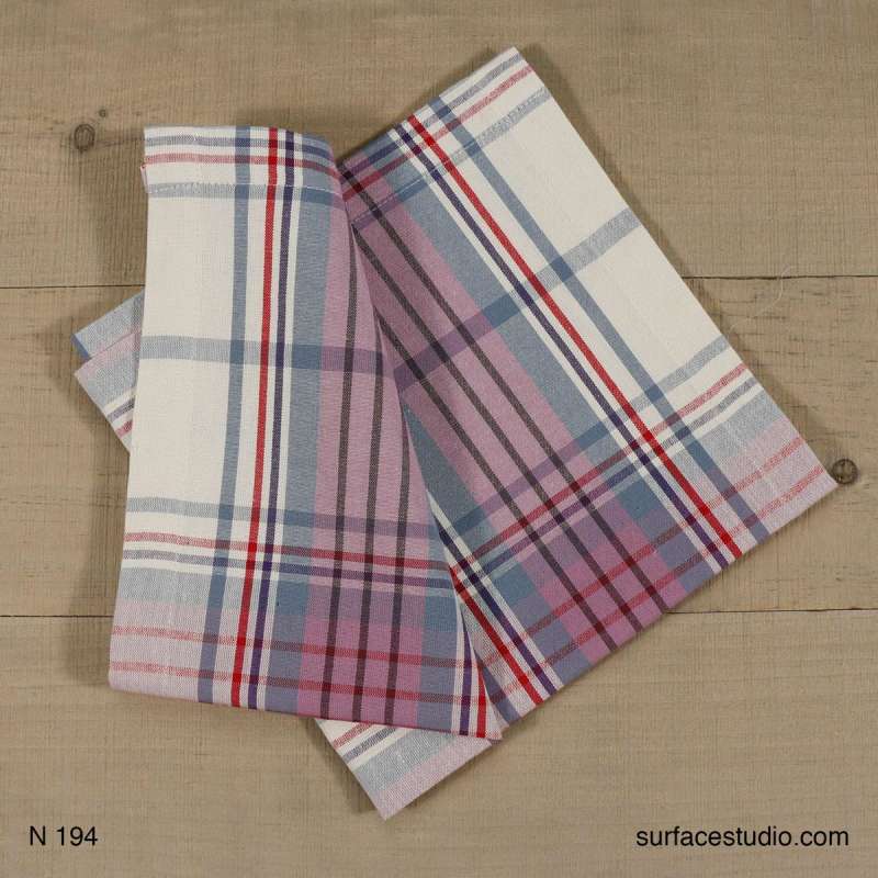 N 194 Purple and Blue Plaid Napkin ~ 4 Available $7 Each