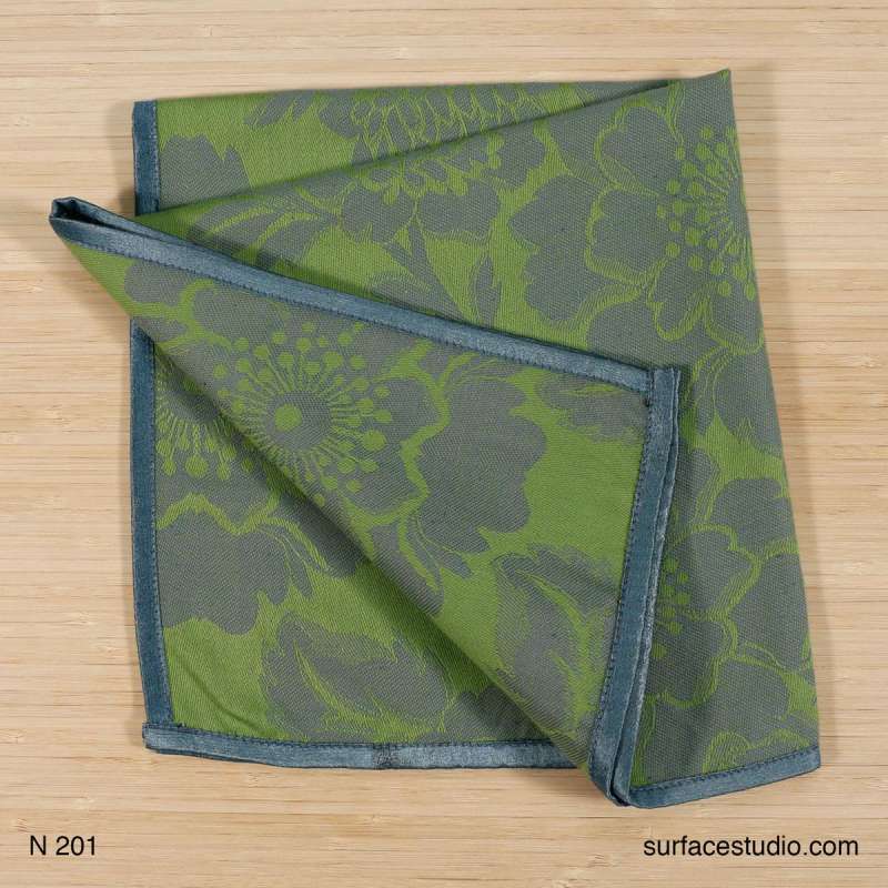 N 201 Green and Grey Napkin ~ 4 Available $7 Each