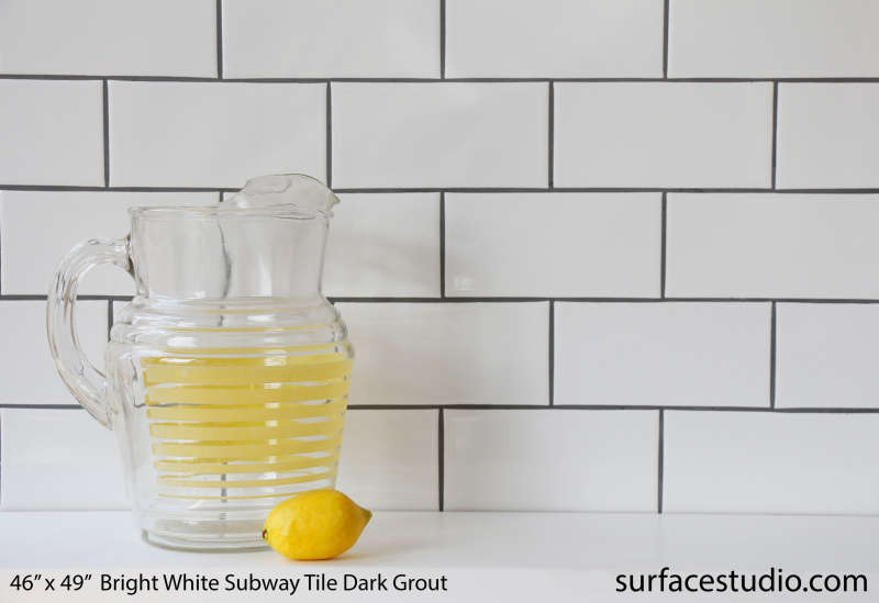 Bright White 3" x 6" Subway Tile Dark Grout (65 lbs) 