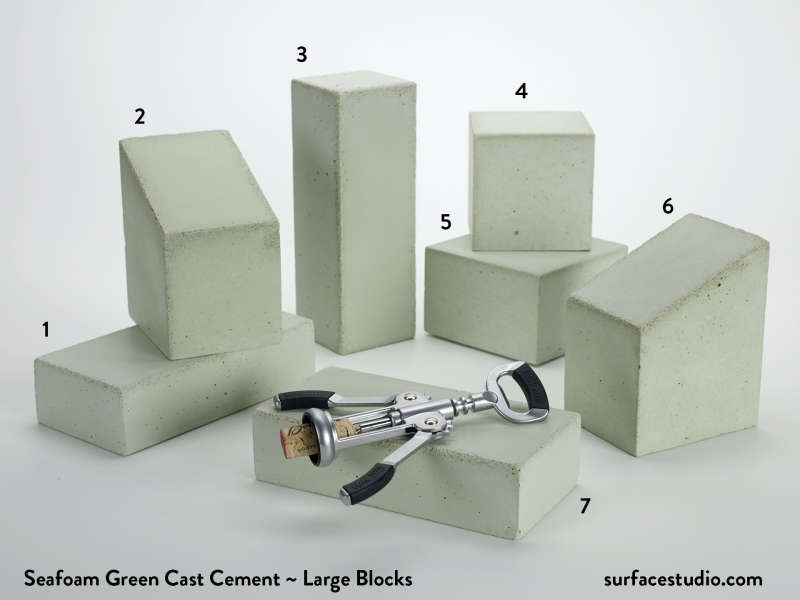 Seafoam Green Cast Cement (7) Large Blocks (L2)