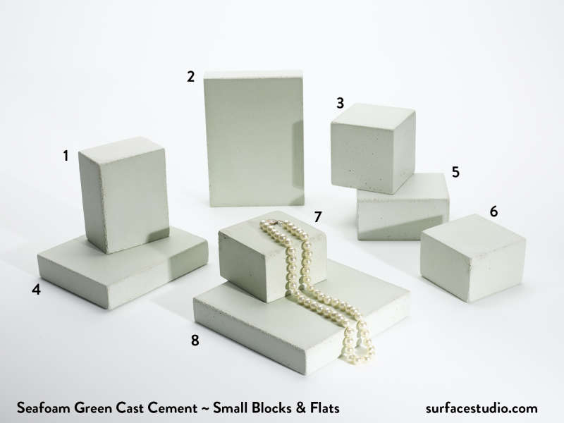 Seafoam Green Cast Cement (8) Small Blocks & Flats - $30 Each (L2)