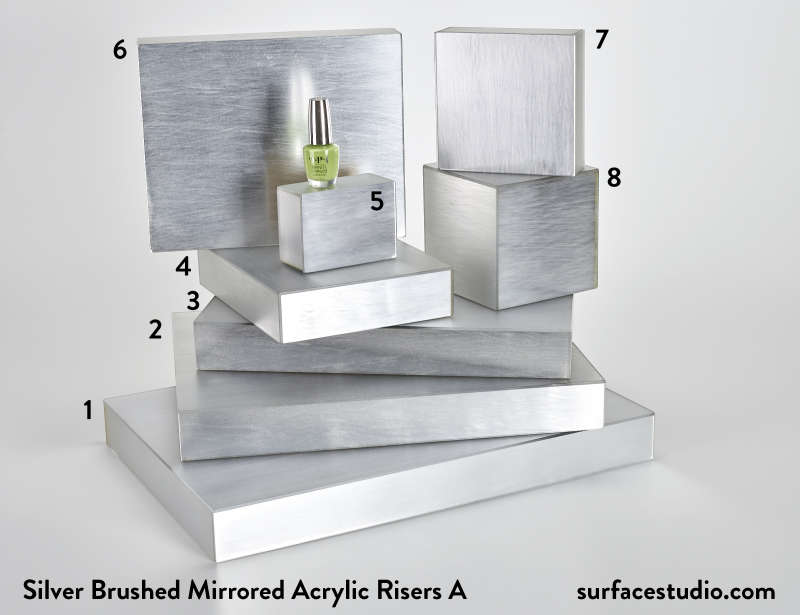 Silver BRUSHED Mirrored Acrylic Risers A (8) $35 - $60