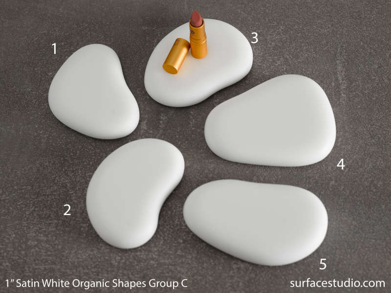 Satin White Organic Shapes 1" Group C (5) $40 - $45 (J3)