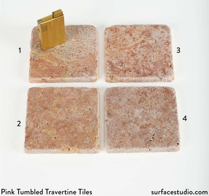 Pink Tumbled Travertine Tiles (4)  $25 Each (G4)