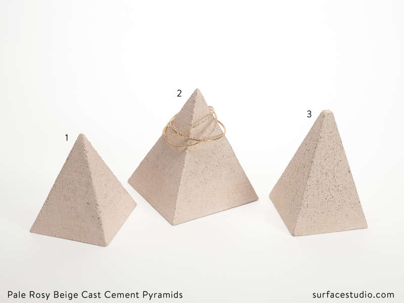 Pale Rosy Beige Cast Cement Pyramids (3) $40 each (Mini B1)